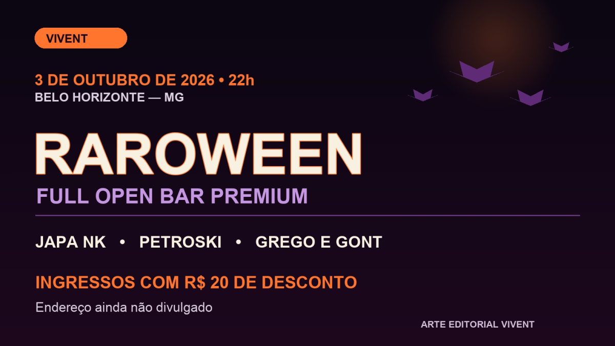 Raroween 2026 em BH: open bar, atrações e ingressos com desconto